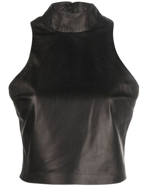 Amiri mock-neck sleeveless leather top
