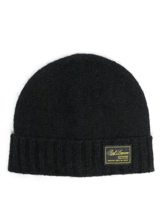 Raf Simons knitted logo-patch beanie