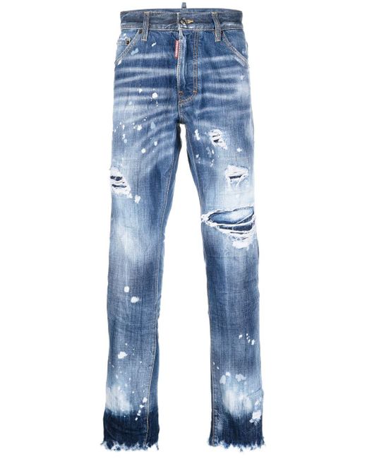 Dsquared2 distressed-finish slim-fit jeans
