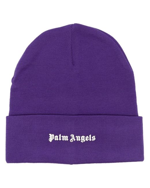Palm Angels logo-print knit beanie