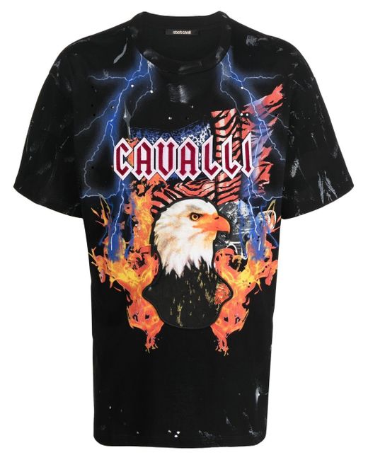Roberto Cavalli eagle logo-print cotton T-shirt