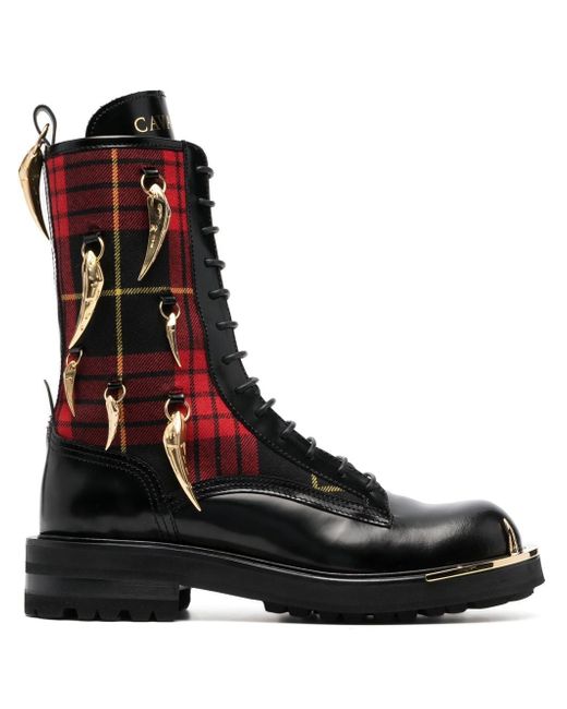 Roberto Cavalli tartan-check lace-up boots