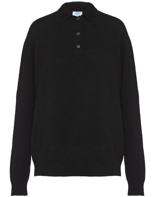 Prada long-sleeved knitted polo shirt