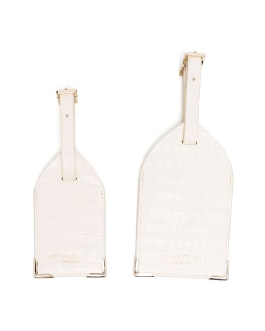 Aspinal of London croc-embossed luggage tag two-pack