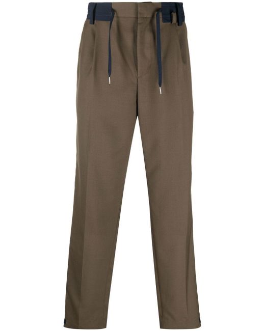 Sacai contrast-trim drawstring suit trousers