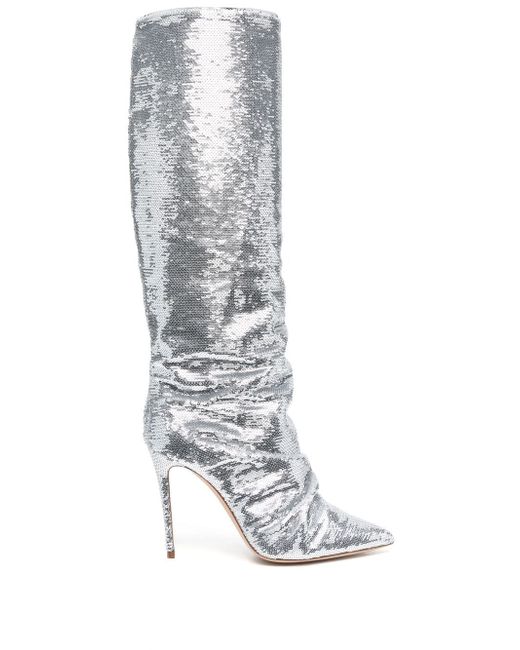 Casadei silver-tone sequin boots