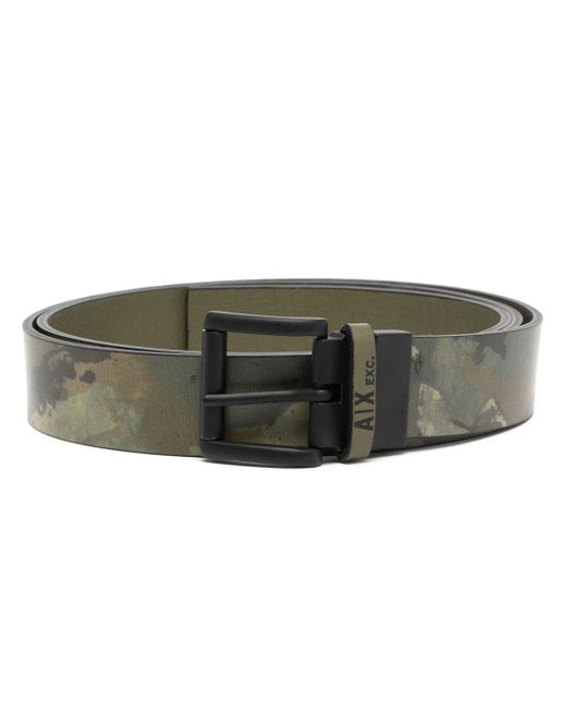 Armani Exchange camo-print leather belt