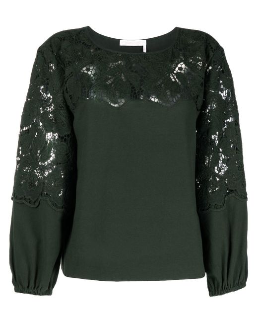 See by Chloé lace-panel long-sleeve blouse