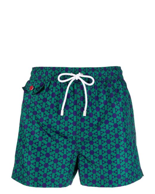 Kiton geometric-print swim shorts