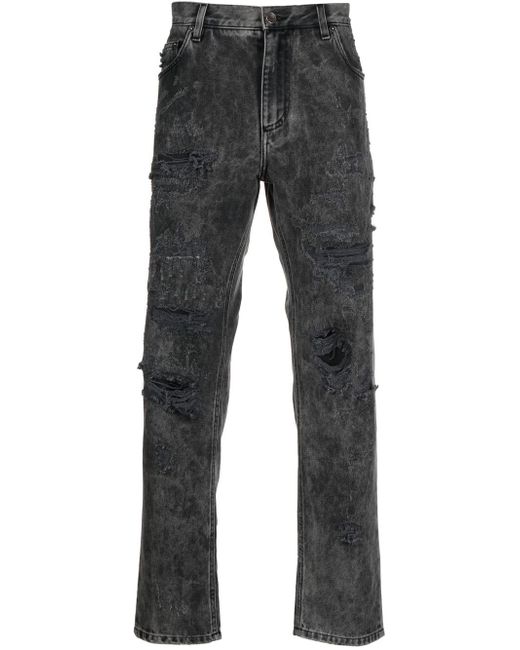 Dolce & Gabbana distressed-finish straight-leg jeans