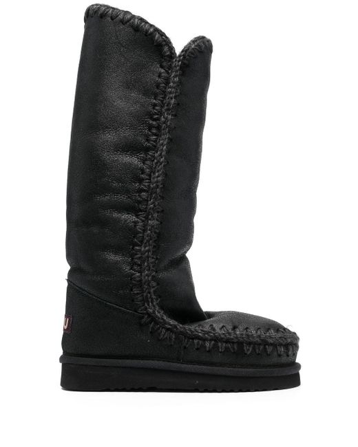 Mou whipstitch-trim shearling-lined boots