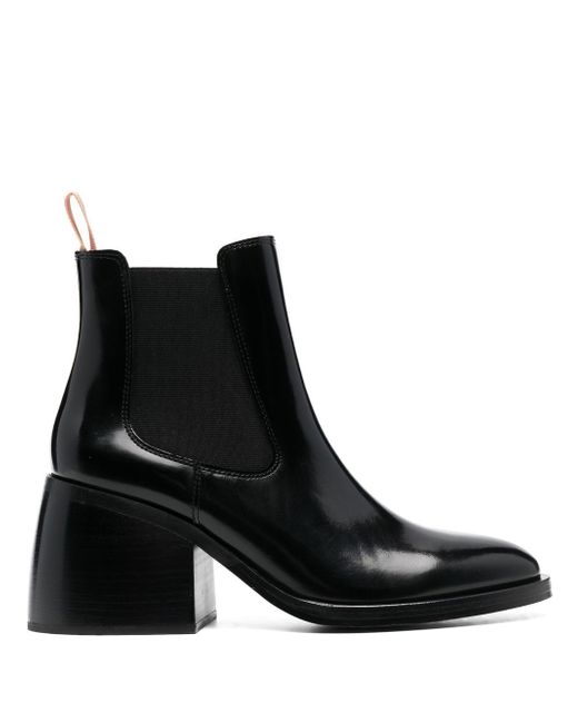 See by Chloé polished-leather block-heel boots