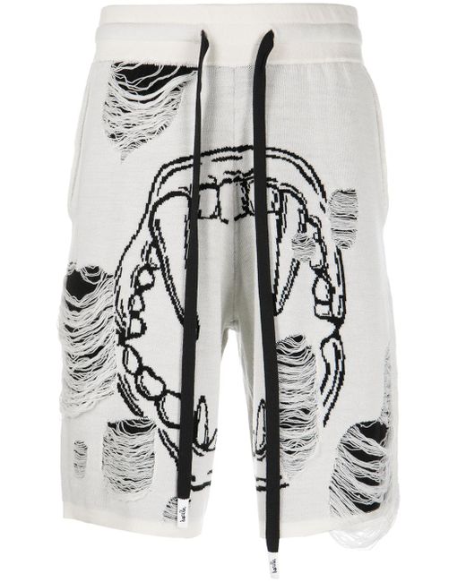 Haculla intarsia-knit distressed bermuda shorts
