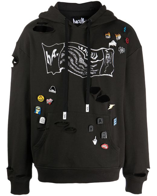 Haculla distressed pin-detailed hoodie