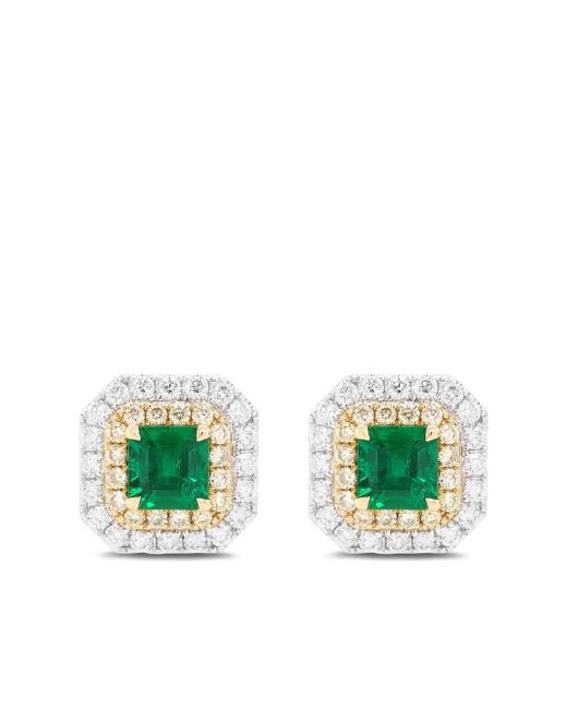 HYT Jewelry 18kt white gold emerald and diamond earrings