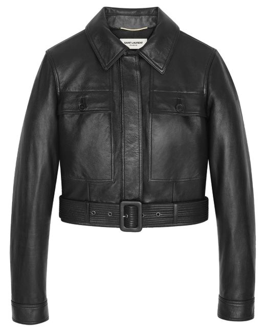 Saint Laurent belted leather flight jacket