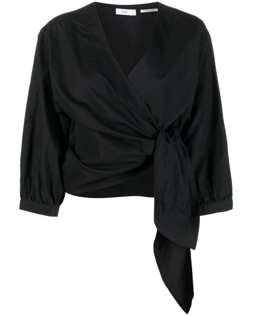 Closed cropped wrap blouse