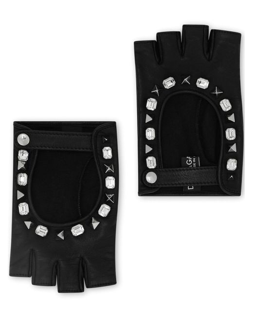 Dolce & Gabbana embellished fingerless leather gloves