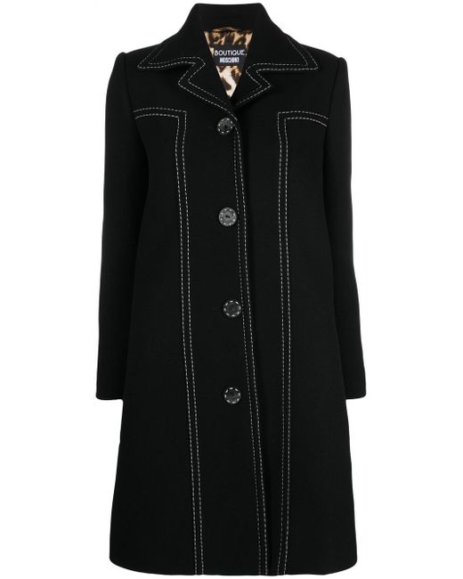 Boutique Moschino tonal-stitch single breasted coat