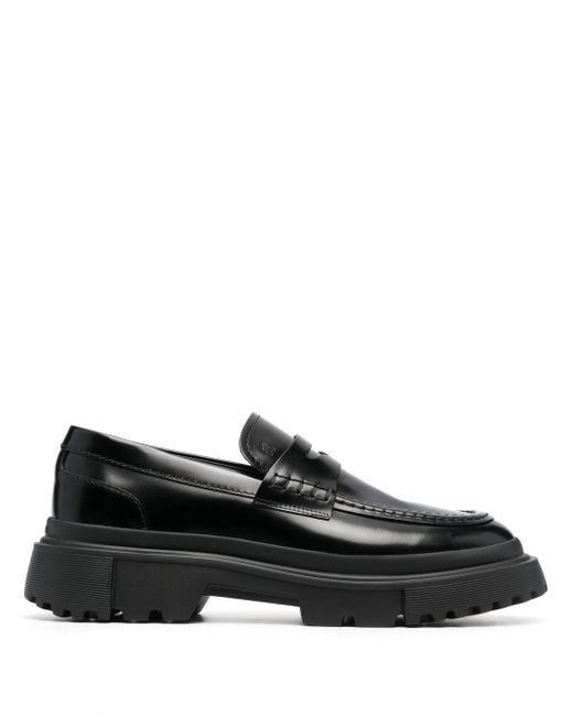 Hogan leather ridged-sole loafers