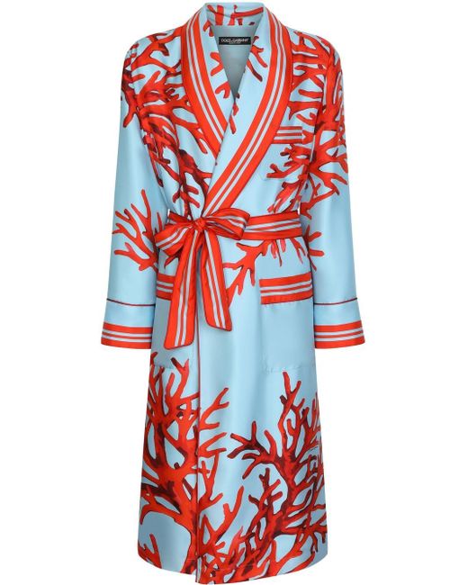 Dolce & Gabbana silk coral-print robe