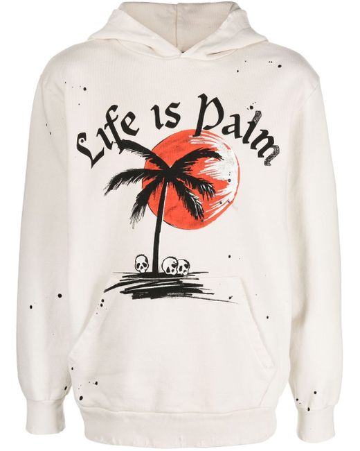 Palm Angels slogan-print paint splatter hoodie