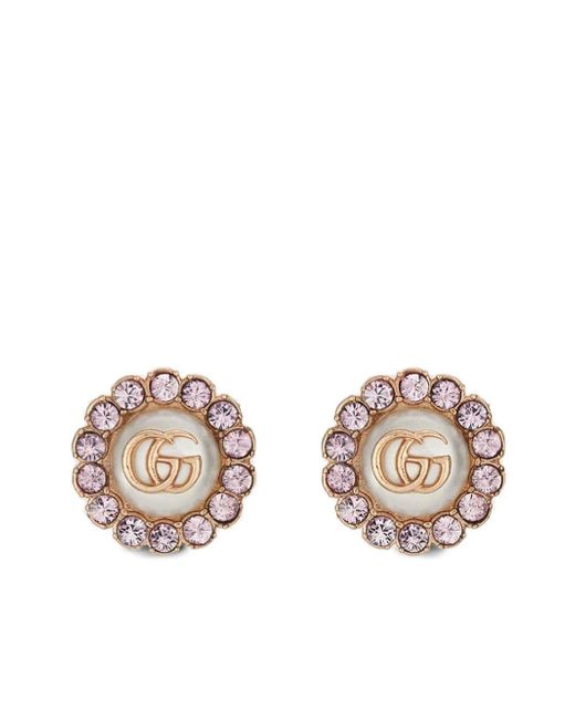 Gucci logo-plaque crystal-embellished earrings