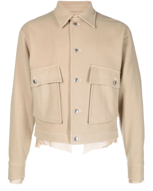 Sulvam layered wool-blend shirt jacket