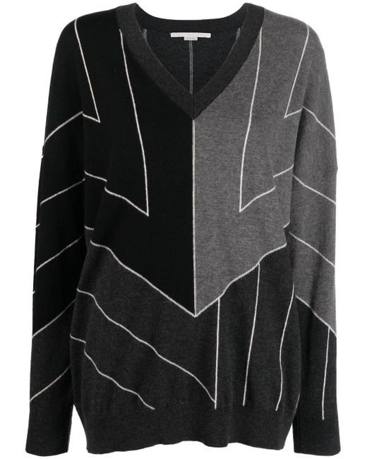 Stella McCartney stripe-print V-neck jumper