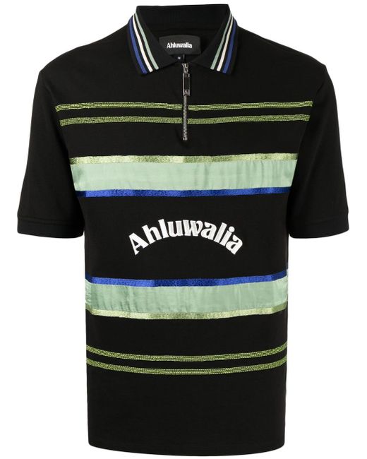 Ahluwalia logo-print zip-up polo shirt