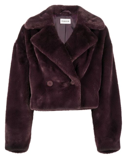 P.A.R.O.S.H. double-breasted cropped faux-fur jacket