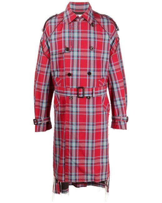 Facetasm check-pattern belted coat