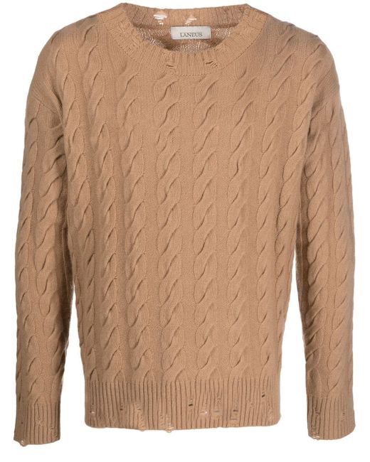Laneus cable-knit crew neck sweater