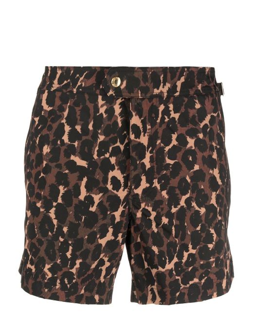 Tom Ford all-over leopard-print swim shorts