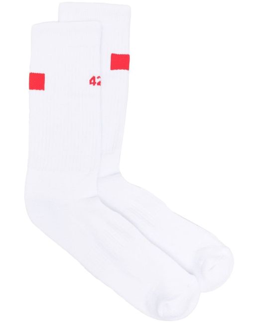 424 logo intarsia ribbed socks