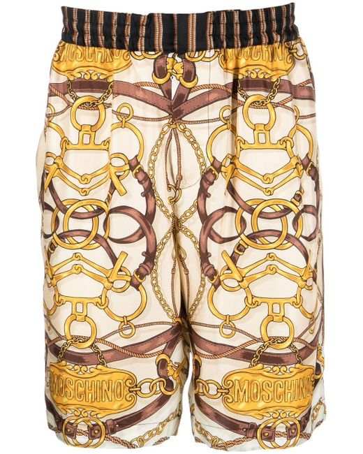 Moschino Teddy-print silk shorts