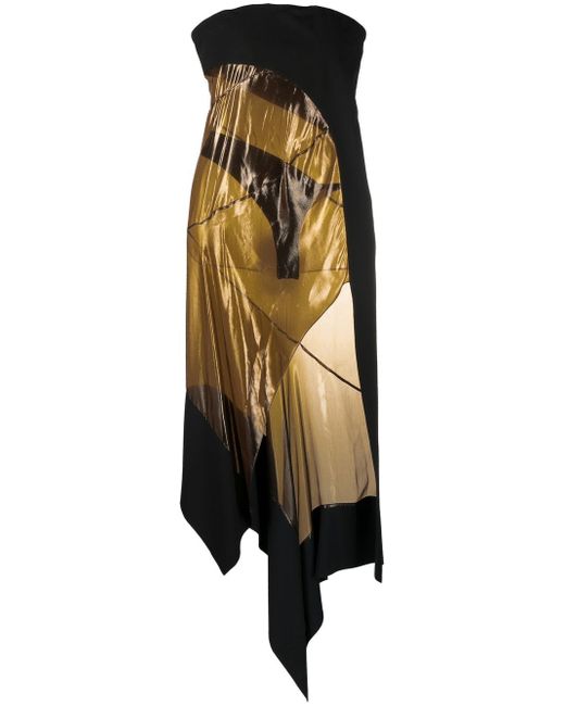 Mugler asymmetric sheer-panel dress