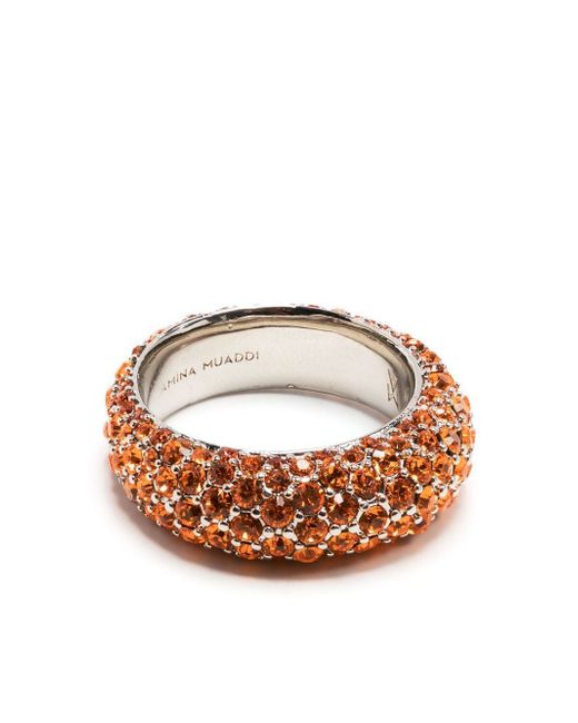 Amina Muaddi crystal-embellished ring