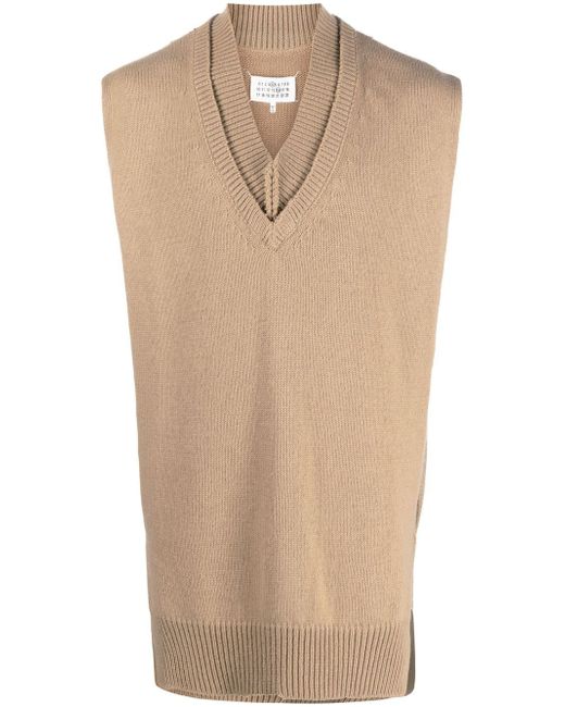 Maison Margiela layered-detail V-neck sweater