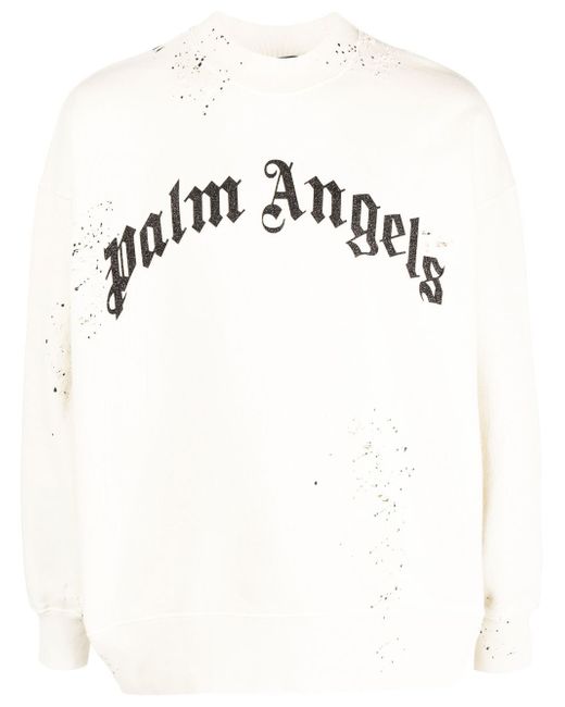 Palm Angels logo-print distressed-finish sweatshirt