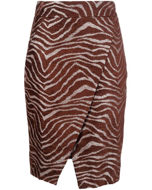 Genny patterned-jacquard wrap skirt