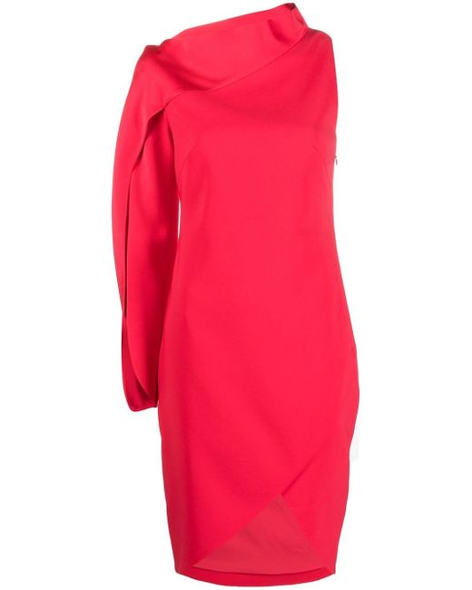 Genny asymmetric sleeve fitted dress