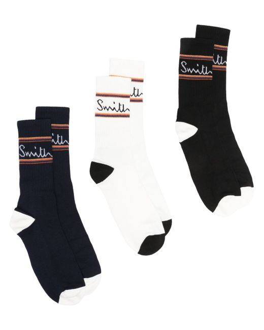 Paul Smith three-pack intarsia-knit logo socks