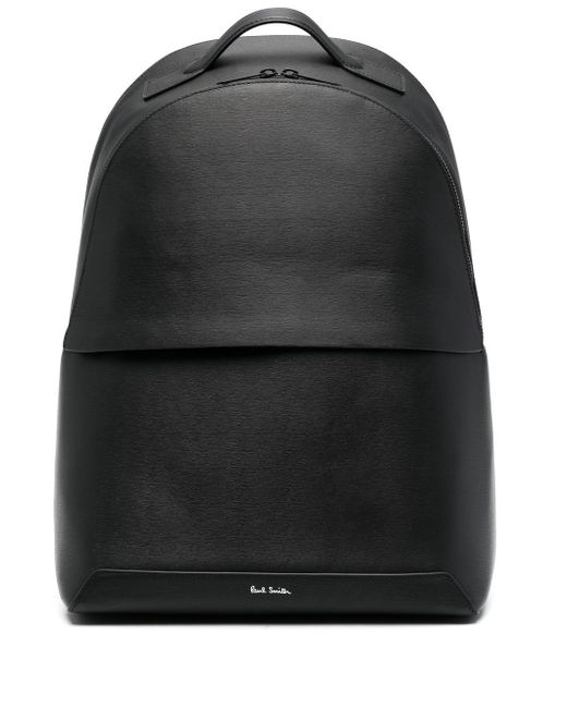 Paul Smith logo-strap leather backpack
