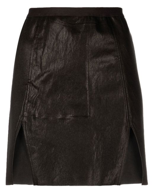 Rick Owens side-slit leather miniskirt