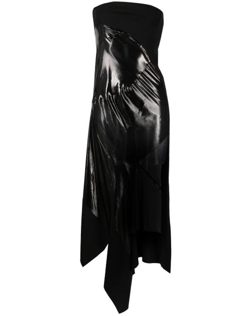 Mugler asymmetric sheer-panel dress