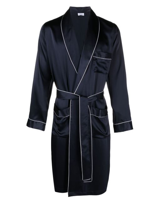 Zimmerli piped-trim belted silk robe