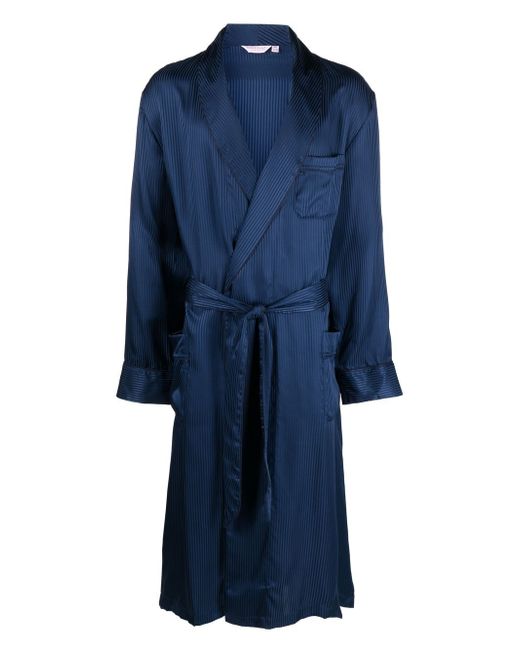 Derek Rose tonal pinstripe silk robe