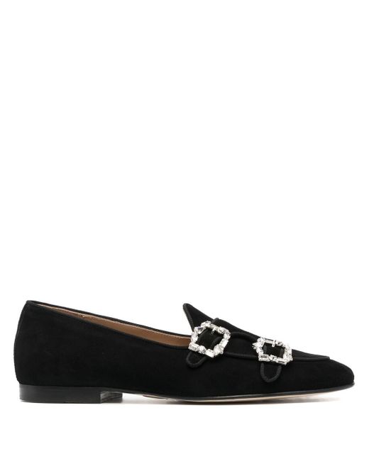 Edhen Milano crystal-buckle leather loafers