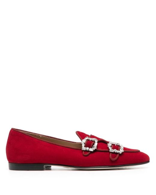 Edhen Milano crystal-buckle leather loafers
